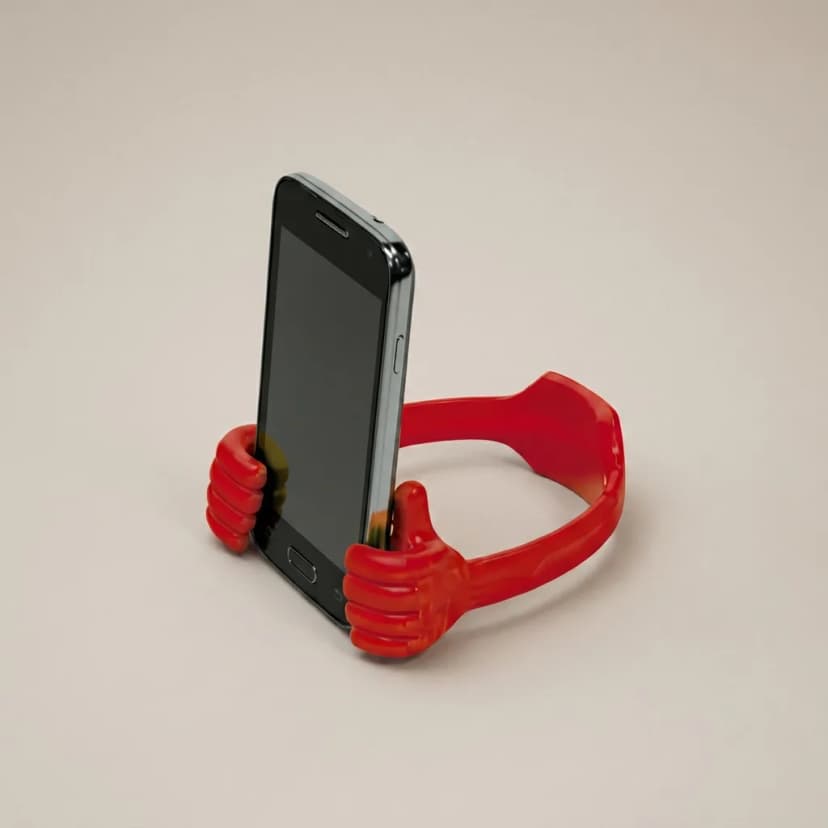Base para celular y tablet #217 personalizada con logo corporativo sobre fondo blanco de estudio