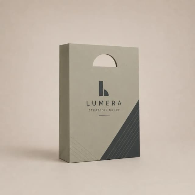 Bolsa troquelada personalizada con diseño corporativo premium y acabado elegante mate.