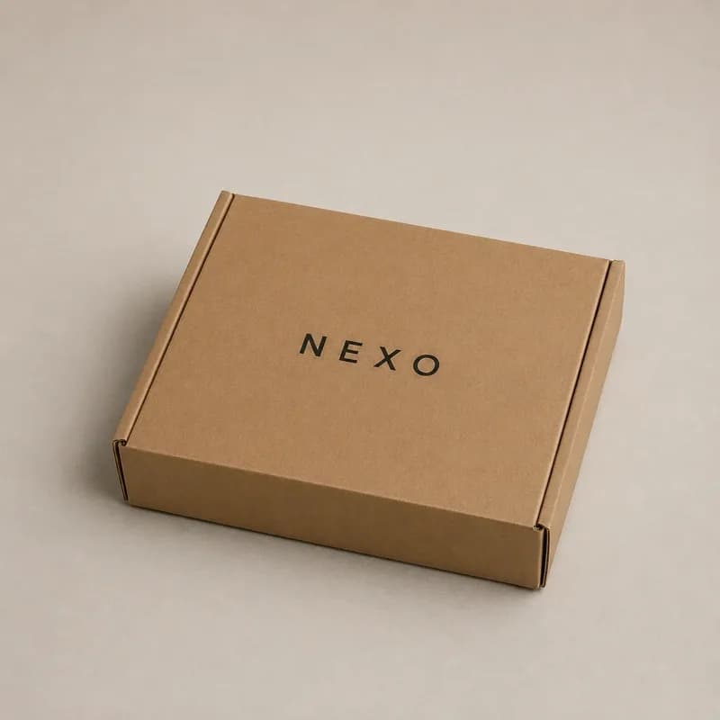 Caja microcorrugada kraft personalizada con acabado premium y estructura resistente.